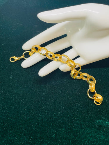 Etched Goldtone Oval Link Bracelet